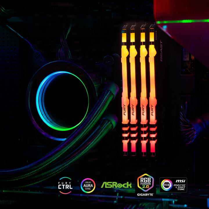 Actual product image Kingston FURY Beast RGB (2 x 32GB, 3600 MHz, DDR4-RAM, DIMM)