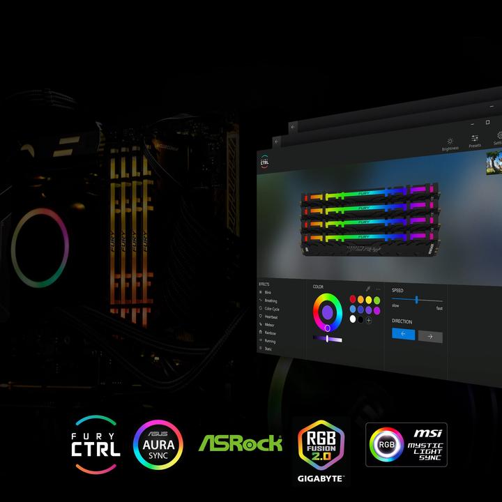 Actual product image Kingston FURY Renegade RGB (4 x 8GB, 3600 MHz, DDR4-RAM, DIMM)