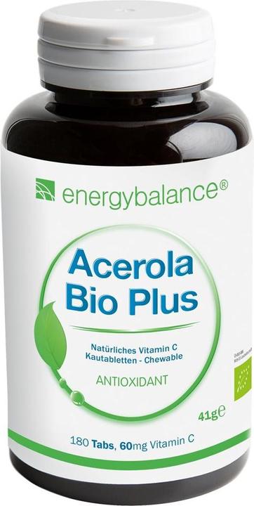 Image du produit Energybalance Acérola Bio Plus vitamine C naturelle 60mg (180 pièce(s), Capsules, 108 g)