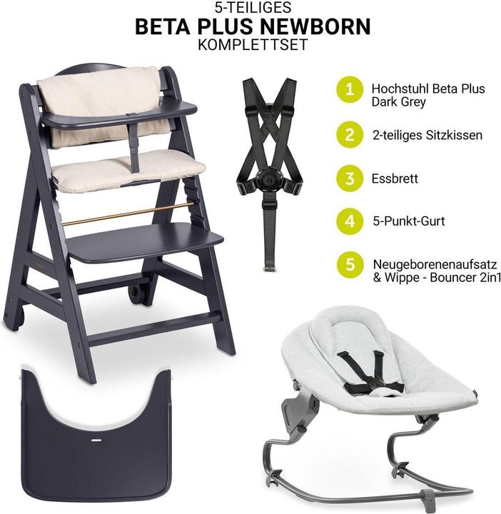 Produktbild Hauck Hochstühle Beta Plus White 5-tlg. Newborn Set - Hochstuhl (Hochstuhl)