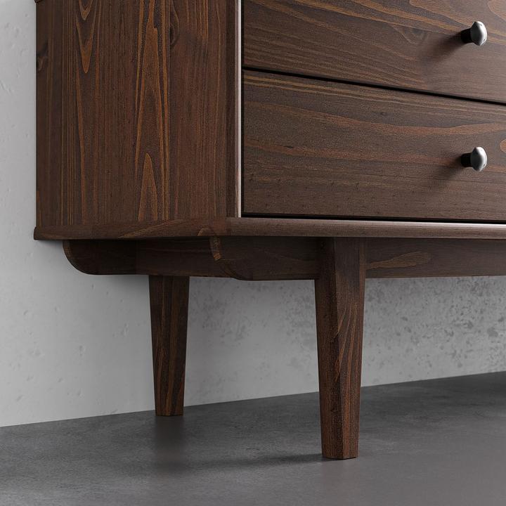 Produktbild IDIMEX Lowboard SIMONA aus Kiefer Massivholz mit Rattangeflecht – Nussbaumoptik