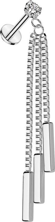 Star Piercing Micro Labret Innengewinde silber Kristall silber gefasst Anhänger Kette drei Balken (Chirurgenstahl 316L, ohne Messing)
