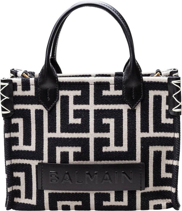 Balmain medium jacquard shopper bag color black/ivory