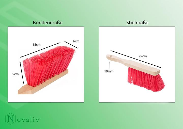 Produktbild Novaliv Kehrgarnitur mit Handfeger Langer Stiel I 45 cm I Elaston I Kehrschaufel Set Kehrset Handkehrset (1 Stk.)