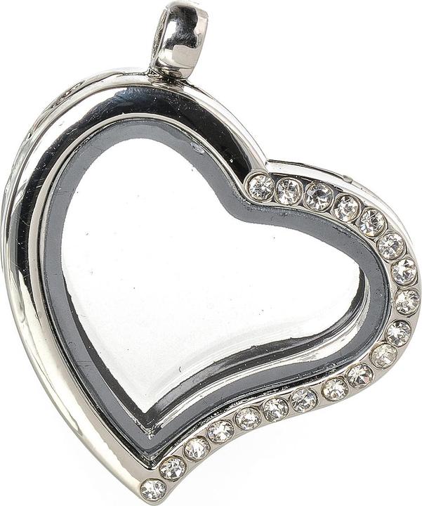 Produktbild Hobby & Crafting Fun Medaillon-Anhänger "Herz mit Strass", Ø ca. 2,8cm, Metall / Glass (Metall)