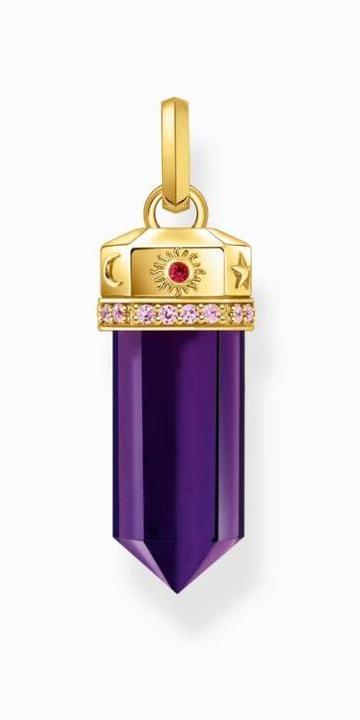 Image du produit Thomas Sabo Pendentif chaîne avec améthyste imitation à facettes plaqué or (Argent 925)