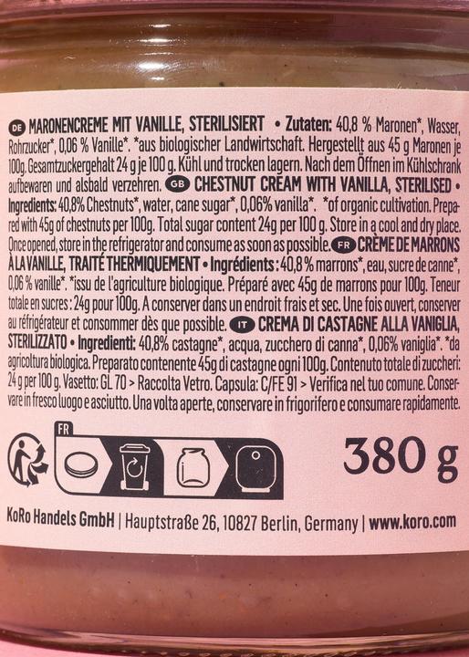 Produktbild KoRo Maronencreme mit Vanille, sterilisiert (380 g)
