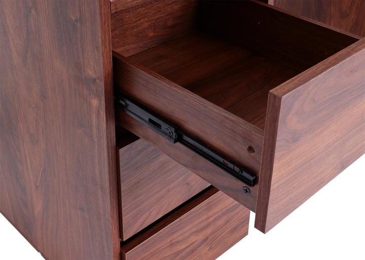 Produktbild Swisshandel24 Schreibtisch HWC-J78, Bürotisch Computertisch Arbeitstisch, Schublade, 78x121x60cm Walnuss-Optik (78 x 121 x 60 cm)