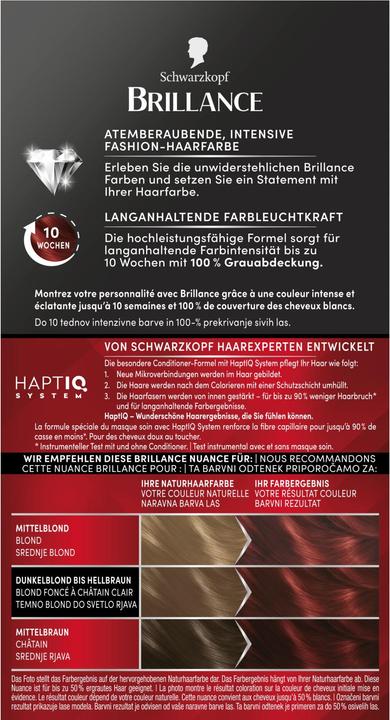 Nutritional values and ingredients Schwarzkopf Brillance Intensive Colour Cream 872 Intensive Red (872 Intensive red)