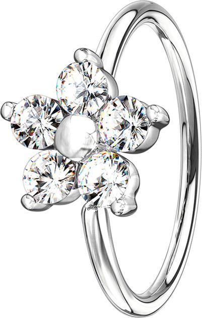 Star Piercing Micro Piercing Ring silber Kristallblume silber (Messing)