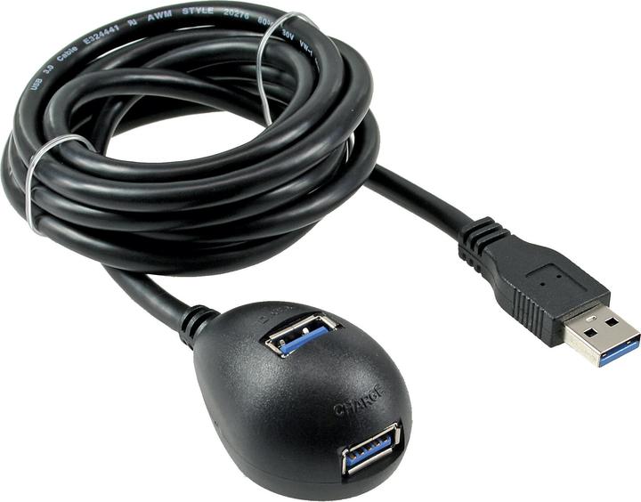 Produktbild InLine USB 3.0 Verlaengerung A Stecker / Buchse schwarz mit Standfuss 1m (1 m, USB 3.2 Gen 1)