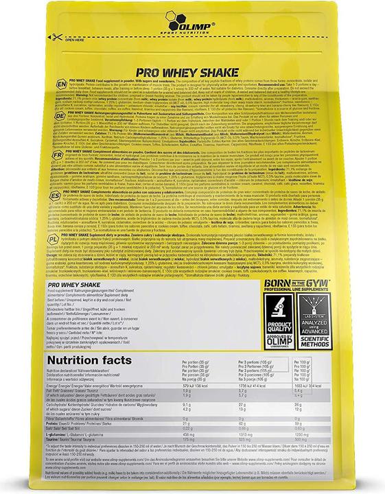 Valori nutrizionali e ingredienti Olimp Sport Nutrition Complesso di proteine del siero di latte (sacchetto da 700g) (Vaniglia, 1 pz., 700 g)
