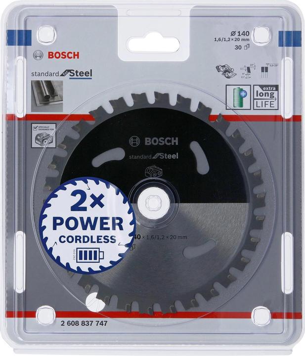 Immagine prodotto Bosch Professional Zubehör Lama per sega circolare a batteria PRO Steel, 140 x 1,6 x 20 mm