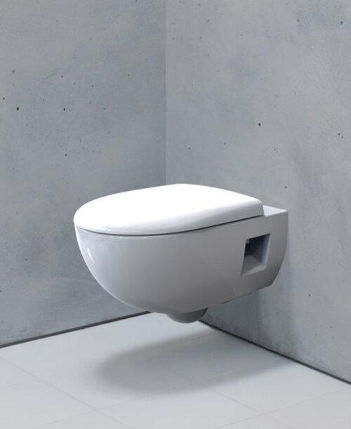 Produktbild Geberit Renova Compact Wand-WC Tiefspüler, 500377, verkürzte Ausladung, rimfree, geschlossene Form