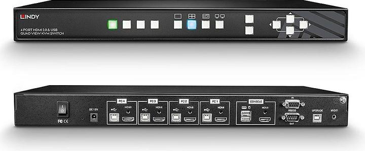 Actual product image Lindy 4 Port HDMI 4K Quad View KVM Switch Pro