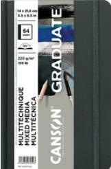 Actual product image Canson GRADUATE Mixed Media sketchbook, 140 x 216 mm black, 32 sheets, 220 gsm paper, natural paper (140 x 216 mm, Plain)