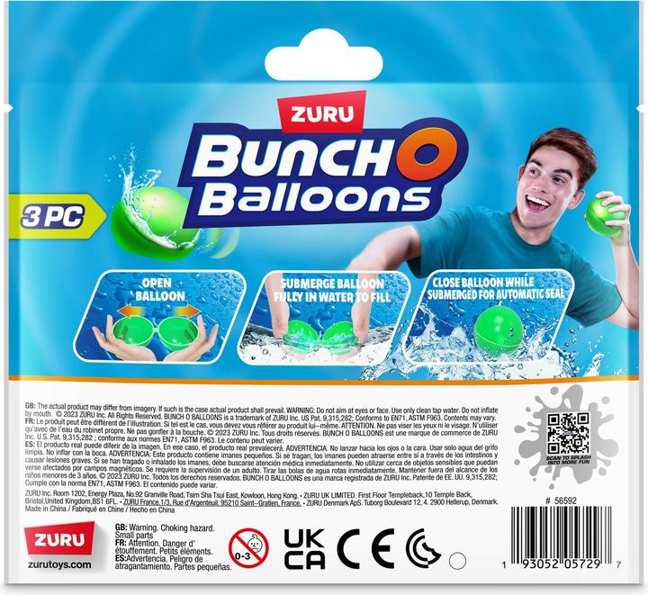 Actual product image Zuru Bunch O Balloons Reusable Water Balloons 3pack ass.