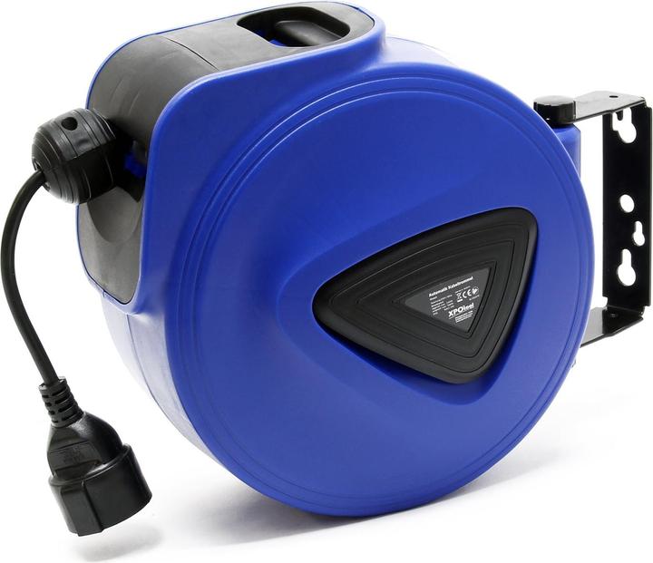 Actual product image XPOtool automatic 20m cable drum with wall bracket 180° pivoting and mounting material (20 m)