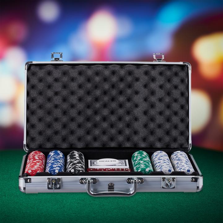 Actual product image Relaxdays Poker Case With 300 Laser Poker Chips (Multilingual)