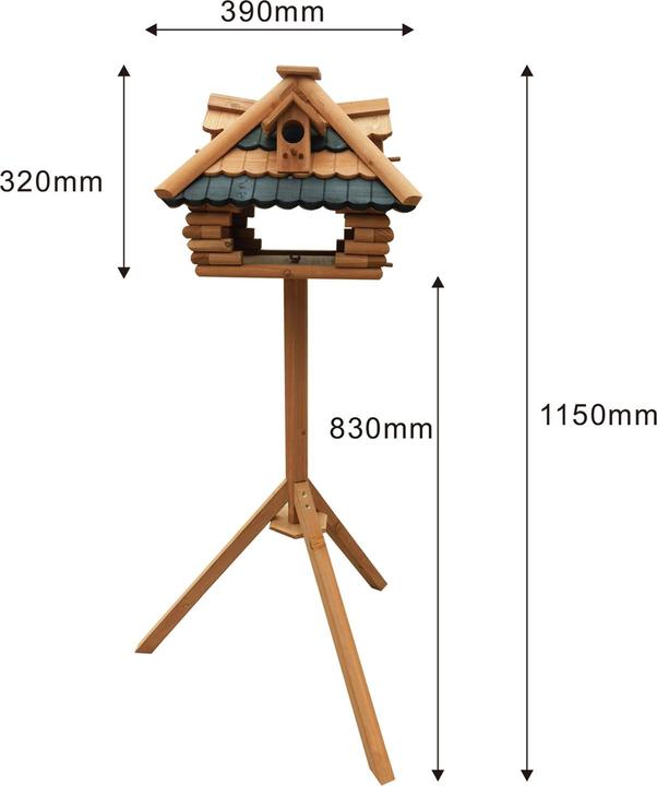 Image du produit Toboli Mangeoire pour oiseaux sur pied en Bois de sapin 115cm Oiseaux sauvages Abri avec lucarnes