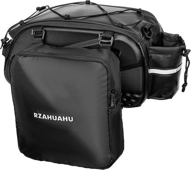 Actual product image Hurtel WYA36Y7S Bike Pannier Bag with Long Strap and Expandable Side Pockets - Black