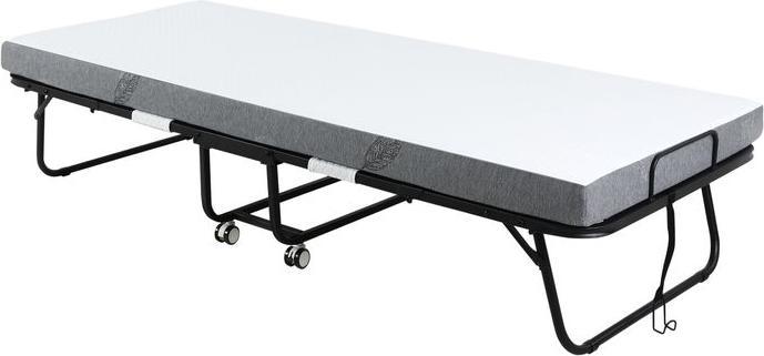 Swisshandel24 Letto per ospiti Letto pieghevole con rotelle Acciaio+schiuma Bianco+nero 200 x 75 x 42,5 cm (75 x 200 cm)