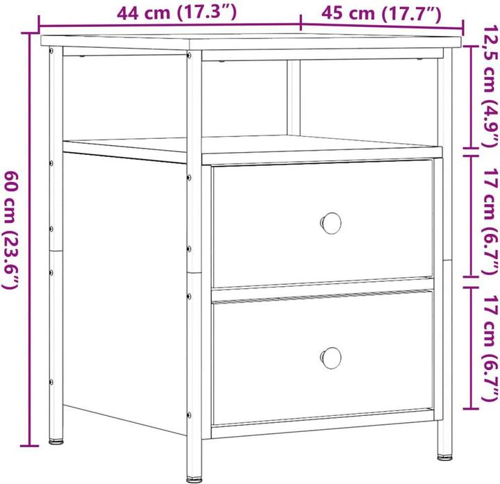 Produktbild VidaXL Nachttisch Stauraum Nachtschrank Nachtkommode Nachtkonsole Altholz-Optik (44 x 45 x 60 cm)