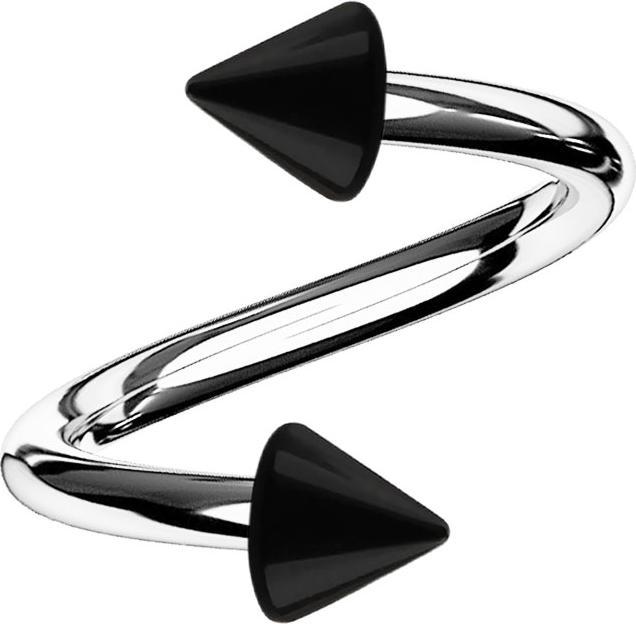 Produktbild Star Piercing Spirale silber mit zwei Cones schwarz (Acryl, ohne Messing, Chirurgenstahl 316L)