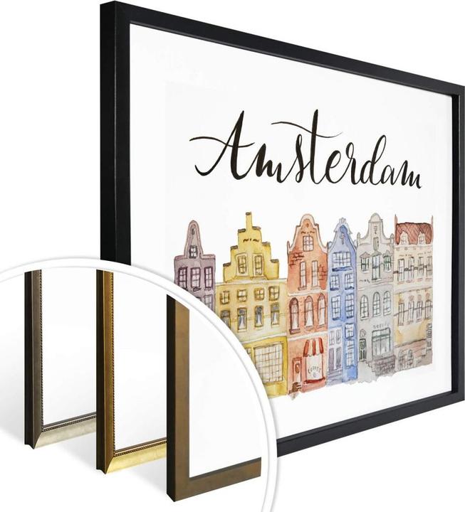 Image du produit Trenddeko Skyline of Amsterdam - Aquarelle (80 x 60 cm)