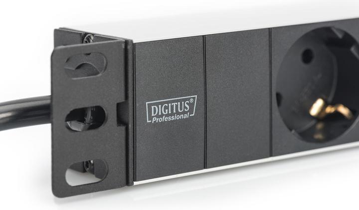 Actual product image Digitus Socket strip 3-fold 25.4cm 10 inch black incl. installation bracket (3 x, CEE 7/3, 2 m)