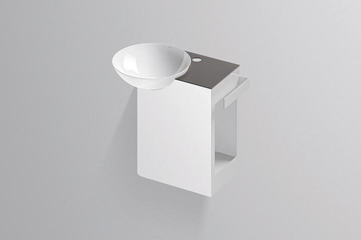 Alape wash place WP.INSERT1, W:485mm, H:471mm, D:321mm, bowl basin white, trough left, with tap hole