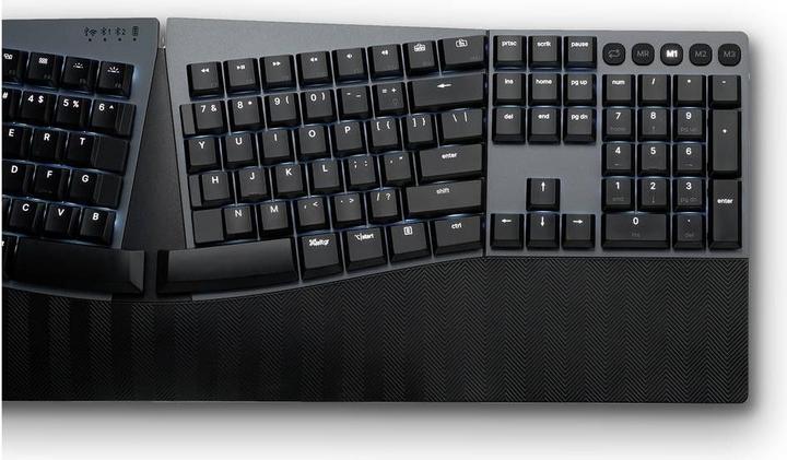 Produktbild Perixx PERIBOARD-835 BR DE, kabellose RGB-beleuchtete ergonomische mechanische Tastatur - flache bra (DE, Kabellos)