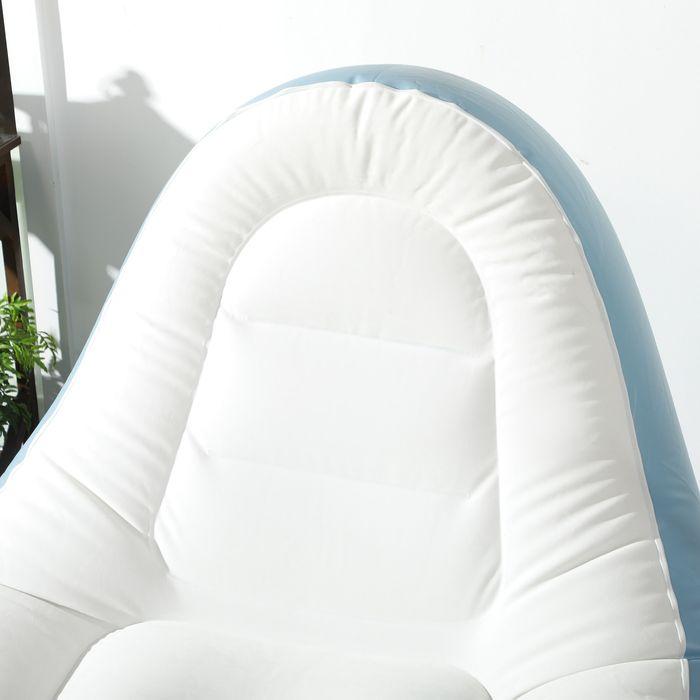 Immagine prodotto Swisshandel24 Poltrona gonfiabile Poltrona ad aria Poltrona da esterno, 125x100x87cm, bianco + blu