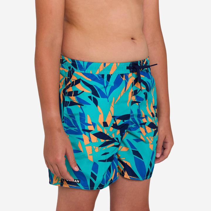 Immagine prodotto Olaian Boardshorts Surfen Jungen mit Taschen 100 Shadow Palm türkis (10, 11, 12)
