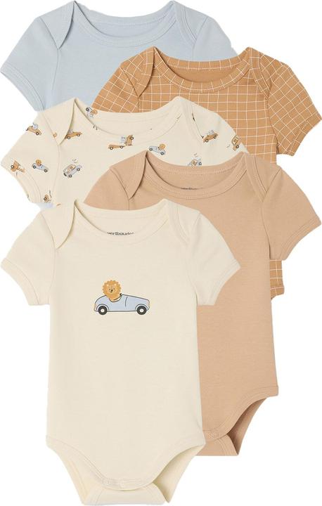 Vertbaudet Bio-Kollektion: 5er-Pack Baby Kurzarm-Bodys in Schlupfform