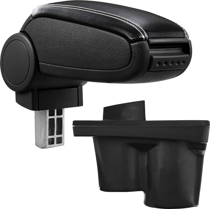Actual product image Pro-Tec Opel Adam centre armrest with storage compartment, black imitation leather with white stitching