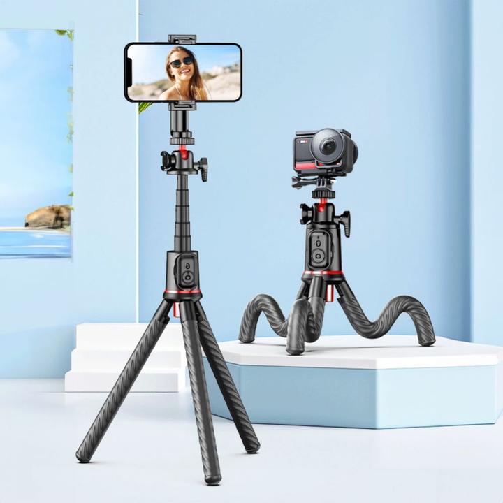 Actual product image Tech-Protect L07S Bluetooth selfie stick with flexible tripod up to 54cm and 360 head - black