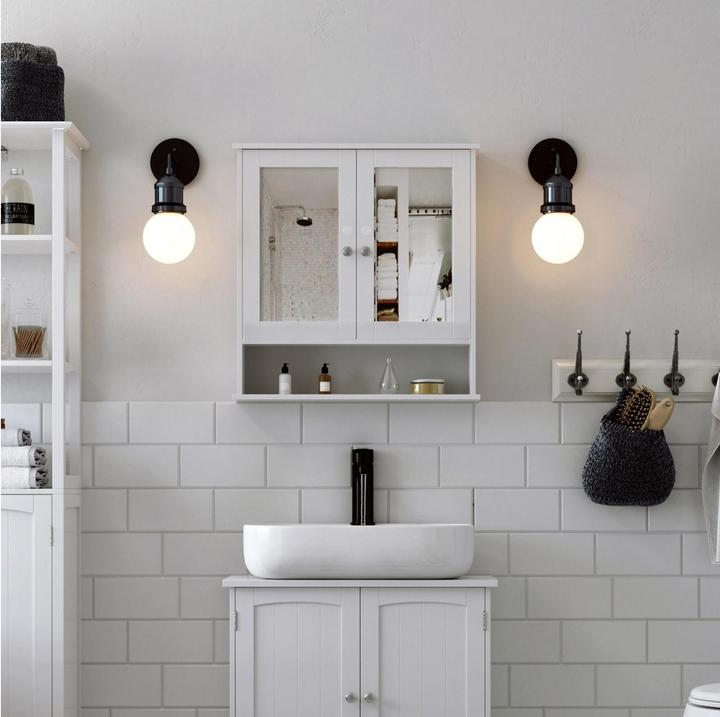 Actual product image Vasagle Mirror cabinet LHC002 white 56.5 x 13.0 x 58.5 cm (56 x 13 x 58 cm)