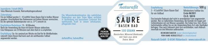 Actual product image Naturafit Acid Bases Bath Powder, 500 g powder
