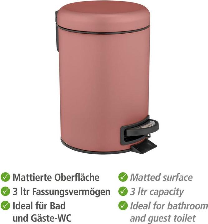 Immagine prodotto Wenko Cestino a pedale Leman, rosa antico (3 l)