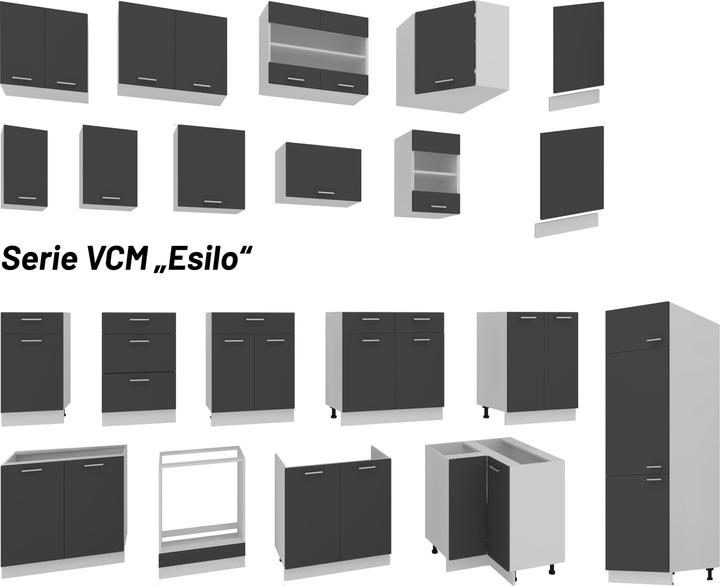 Image du produit VCM Armoire de cuisine Largeur 60 cm Armoire haute Cuisine Meubles de cuisine Esilo (60 x 57 x 207 cm)