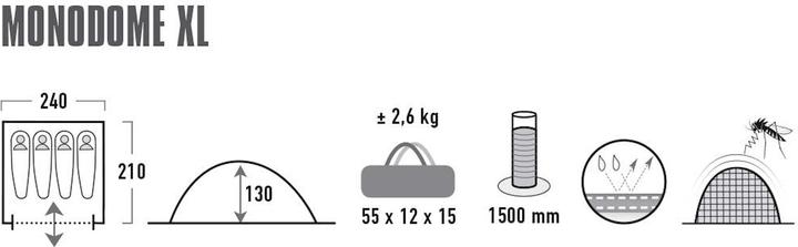Produktbild High Peak Monodome XL (Kuppelzelt, 2.82 kg, 4 Personen)
