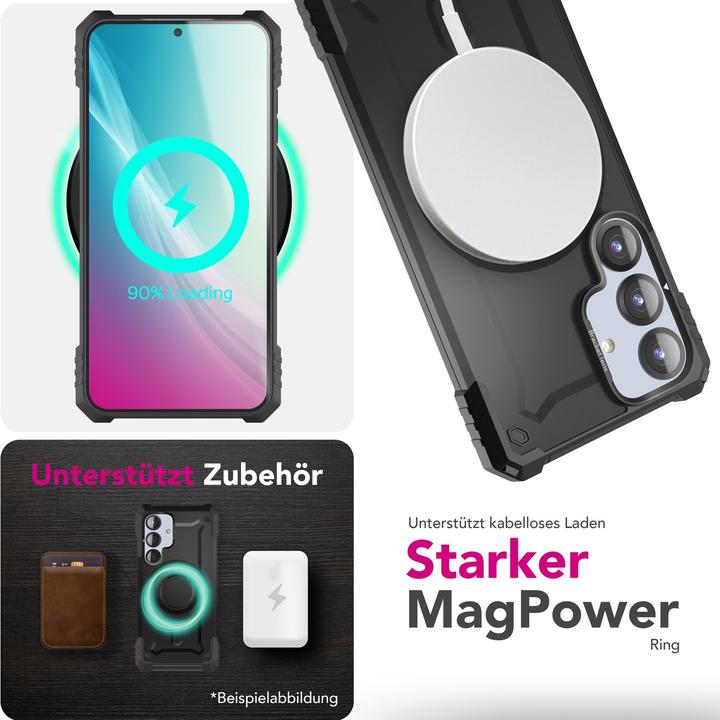 Produktbild Nalia Granite - Armor Panzer Hülle mit MagSafe Ring und Ständer - Military Hardcase (Samsung Galaxy S25)