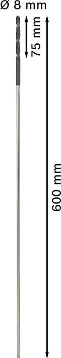 Image du produit Bosch Professional Zubehör Foret d'installation PRO Wood HSS, 8 x 75 x 600 mm (8 mm)