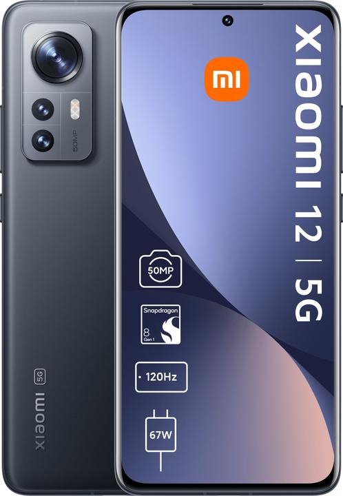 Xiaomi 12 5G (256 Go, Gris, 6.28", Double SIM, 50 Mpx, 5G)