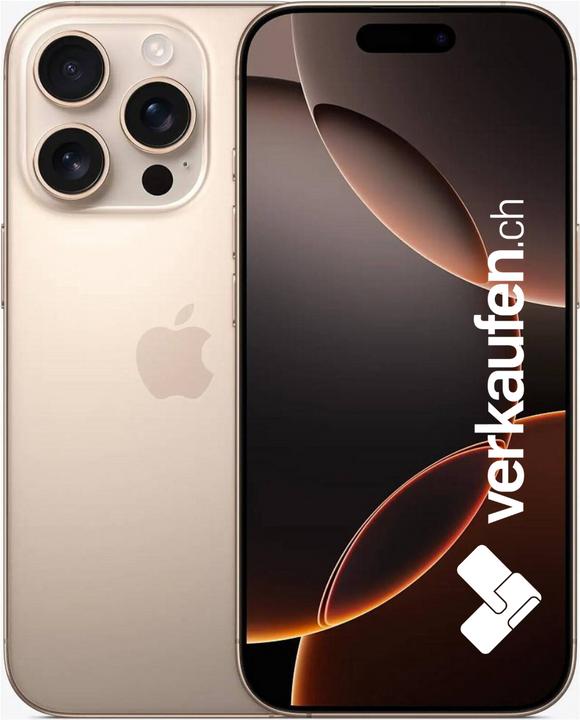 Immagine prodotto verkaufen.ch iPhone 16 Pro Max (256 GB, Deserto di titanio, 6.90", 48 Mpx, SIM + eSIM, A / Come nuovo)