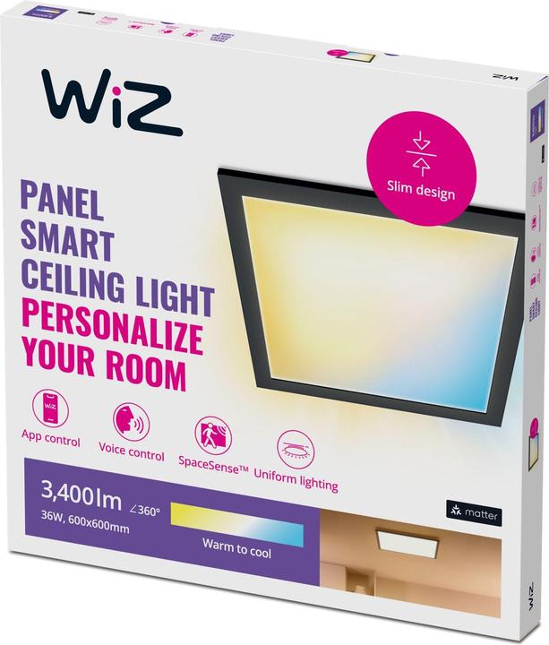 Actual product image WiZ Panel Ceiling SQ 36W Black 27-65K TW (3400 lm)