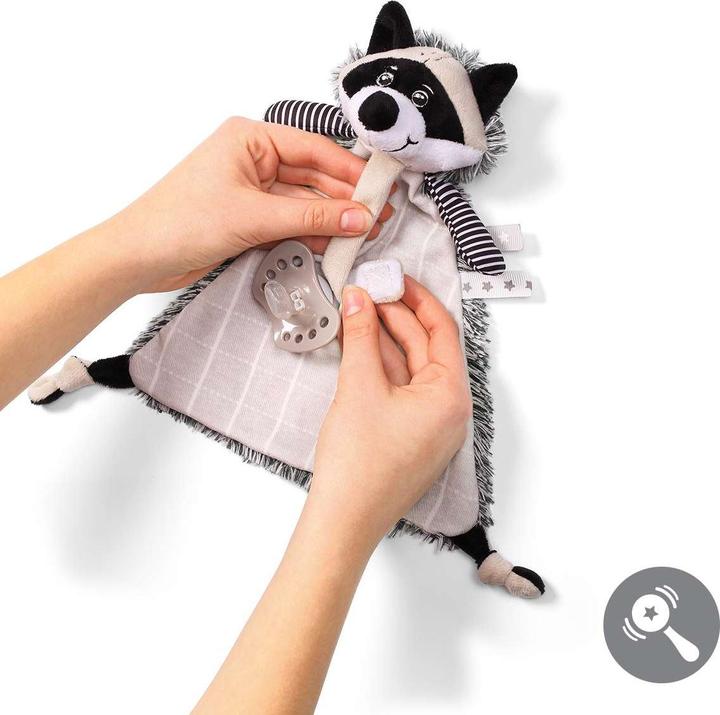 Produktbild Babyono Kuscheltier - Nickerchen mit Schnullerhalter, RACOON ROCKY, 747