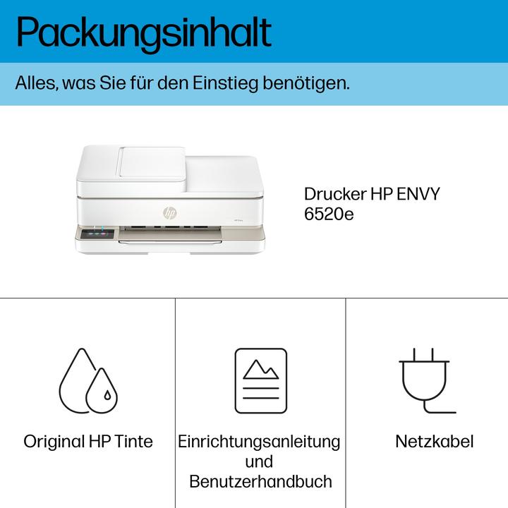 Valeurs nutritives et ingrédients HP Envy 6520e All-in-One-Drucker, Thermal Inkjet, Farbdruck, 4800 x 1200 DPI, Farbkopieren, Farbscan (Couleur)