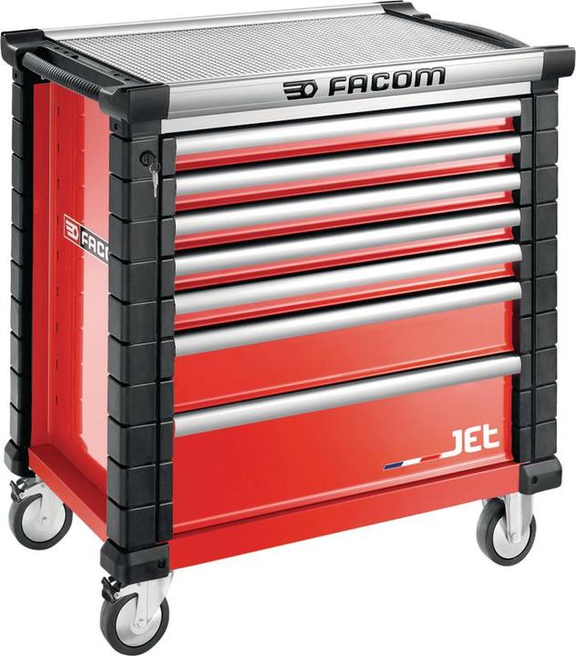 Facom Servante d'atelier JET+ avec 7 tiroirs, 4 modules par tiroir, rouge (RAL 3020) (4 x)